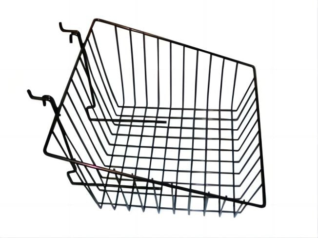 Special Offer 12" L x  12 " W x  8" H With 4'' Front Slanted Wire Basket For Gridwall ,Slatwall Grid Panels,Pegboard And Gondola Shelving -Black @6 PCS Per Carton