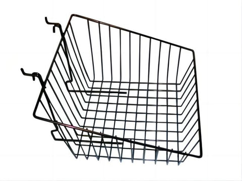 Special Offer 12" L x  12 " W x  8" H With 4'' Front Slanted Wire Basket For Gridwall ,Slatwall Grid Panels,Pegboard And Gondola Shelving -Black @6 PCS Per Carton