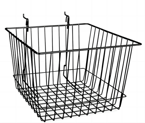 12" L x  12 " W x  8" H  Wire Basket For Gridwall,Wire Grid Panels,Slatwall Pegboard And Gondola Shelving - White/Black @5 PCS Per Carton