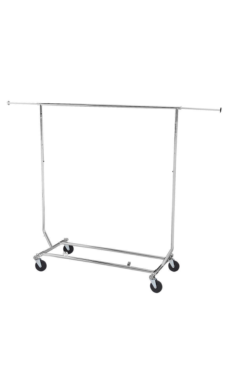 Special Offer 48"L X 24"W X 56-66"H Salesman's Collapsible Portable Clothing Rack ,Single Rolling Round Tubing - Chrome @1PC/CTN