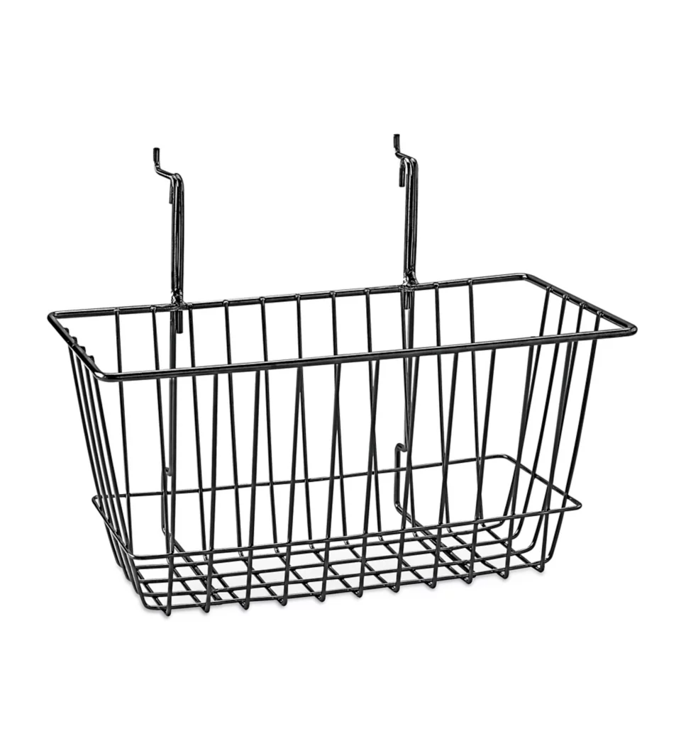 Special Offer 12" L x  6" W  x  6" H  Mini Wire Basket For Gridwall ,Slatwall,Pegboard And Gondola Shelving - Black @6 PCS Per Carton