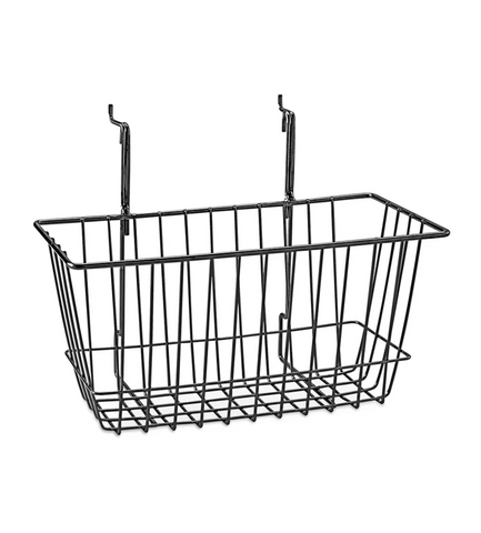 Special Offer 12" L x  6" W  x  6" H  Mini Wire Basket For Gridwall ,Slatwall,Pegboard And Gondola Shelving - Black @6 PCS Per Carton