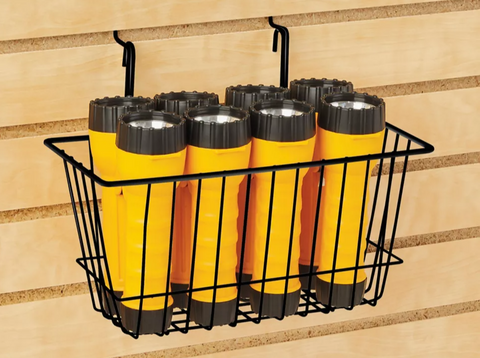 Special Offer 12" L x  6" W  x  6" H  Mini Wire Basket For Gridwall ,Slatwall,Pegboard And Gondola Shelving - Black @6 PCS Per Carton