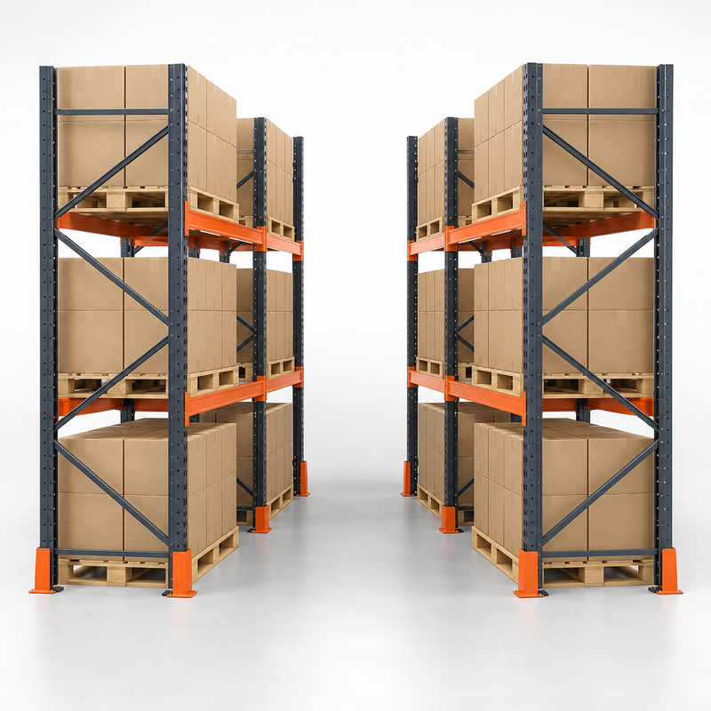 Double-Deep Pallet Racking product concept render