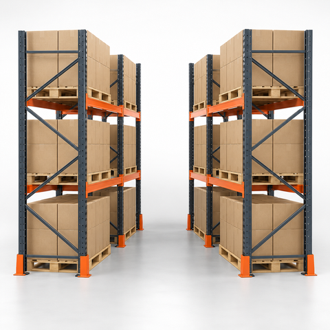 Double-Deep Pallet Racking product concept render