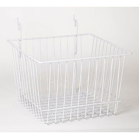 12" L x  12 " W x  8" H  Wire Basket For Gridwall,Wire Grid Panels,Slatwall Pegboard And Gondola Shelving - White/Black @5 PCS Per Carton