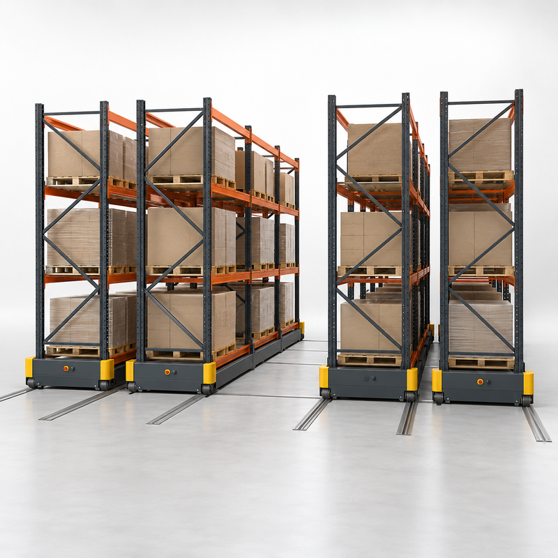 Mobile Pallet Racking product concept render