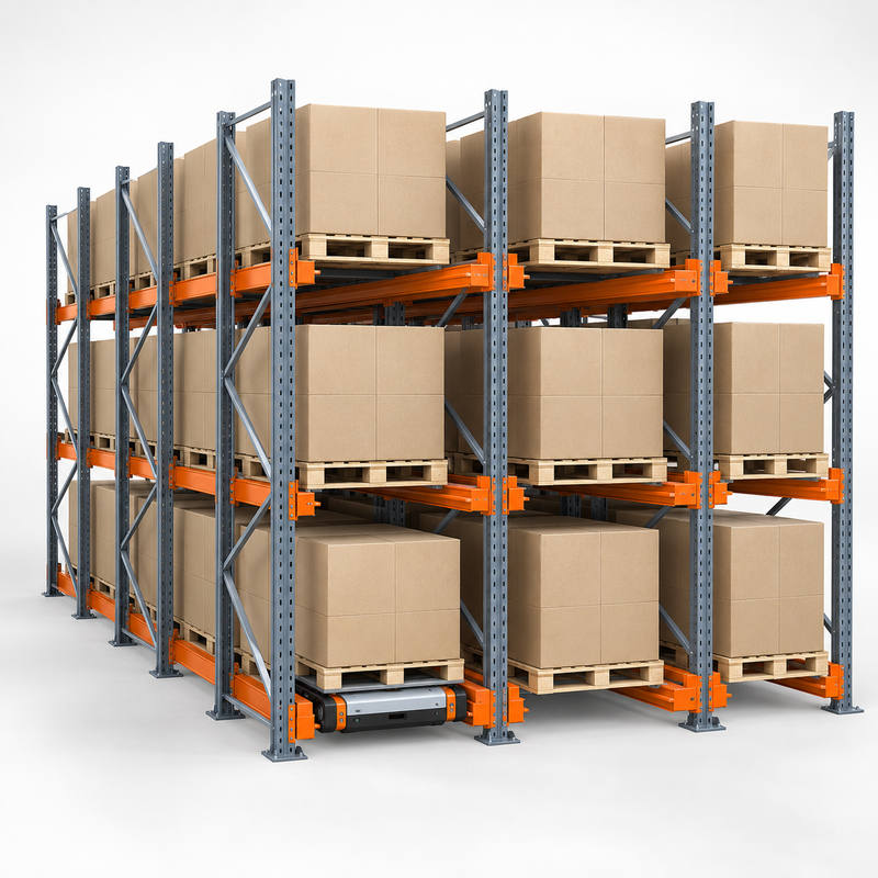 Radio Shuttle Pallet Racking product concept render
