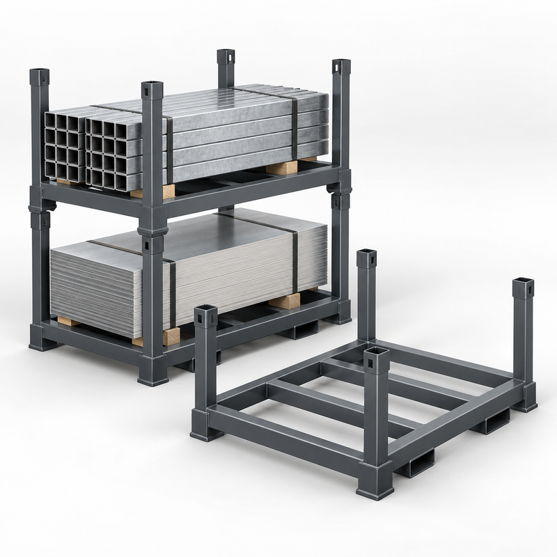 Stacking Rack and Steel Stillage product concept render