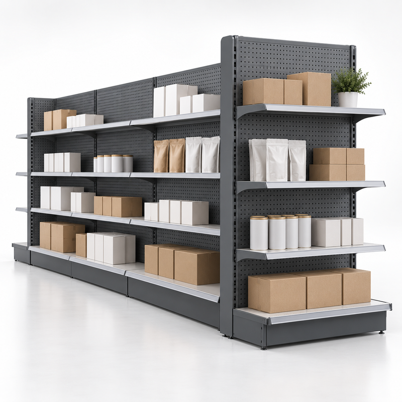 Supermarket Shelving and Equipment product concept render