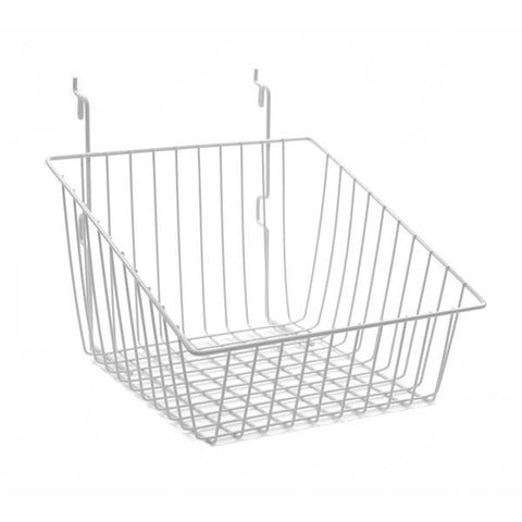 12" L x  12 " W x  8" H Mini Slanted Wire Basket For Gridwall ,Slatwall Grid Panels,Pegboard And Gondola Shelving - White/Black @5 PCS Per Carton