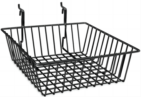 Special Offer 12" L x  12 " W x  4" H  Wire Basket For Gridwall Slatwall Pegboard And Gondola Shelving - Black @6 PCS Per Carton