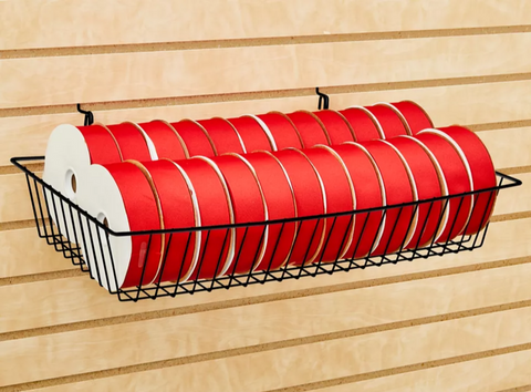 Special Offer 24" L x  12" W  x  4" H  Wire Basket For GridwallSlatwall Pegboard And Gondola Shelving - Black @6 PCS Per Carton