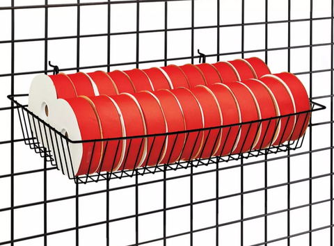 Special Offer 24" L x  12" W  x  4" H  Wire Basket For GridwallSlatwall Pegboard And Gondola Shelving - Black @6 PCS Per Carton