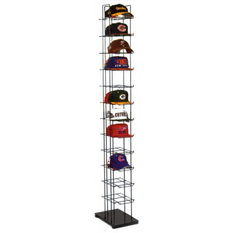 78" H×10"W×15 - 1/2"D 12 Tier Floor Standing Cap Tower Rack - Black @1PC Per Carton