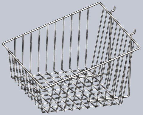 12" L x  12 " W x  8" H Mini Slanted Wire Basket For Gridwall ,Slatwall Grid Panels,Pegboard And Gondola Shelving - White/Black @5 PCS Per Carton