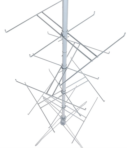 63 1/2"H  x 24'' 1/2 Dia Base 4 Tier Wire Spinner Rack - Chrome @1 PCS Per Carton