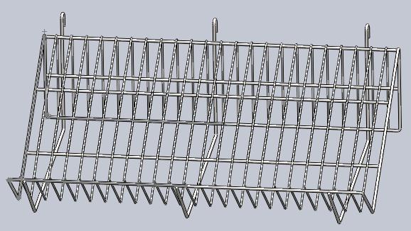 24" L x 12'' D x 6.5'' H DownSlope Wire Shelf  With 4'' Slanted Front Lip For Gridwall,Slatwall And Pegboard - White/Black @6 PCS Per Carton