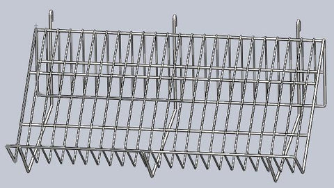 24" L x 12'' D x 6.5'' H DownSlope Wire Shelf  With 4'' Slanted Front Lip For Gridwall,Slatwall And Pegboard - White/Black @6 PCS Per Carton