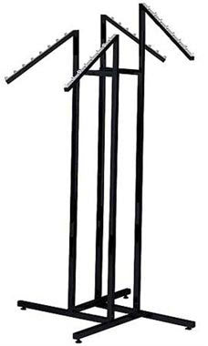 4 Way Adjustable Clothing Rack with 4 Slant Arms - Chrome/Black @1PC Per Carton