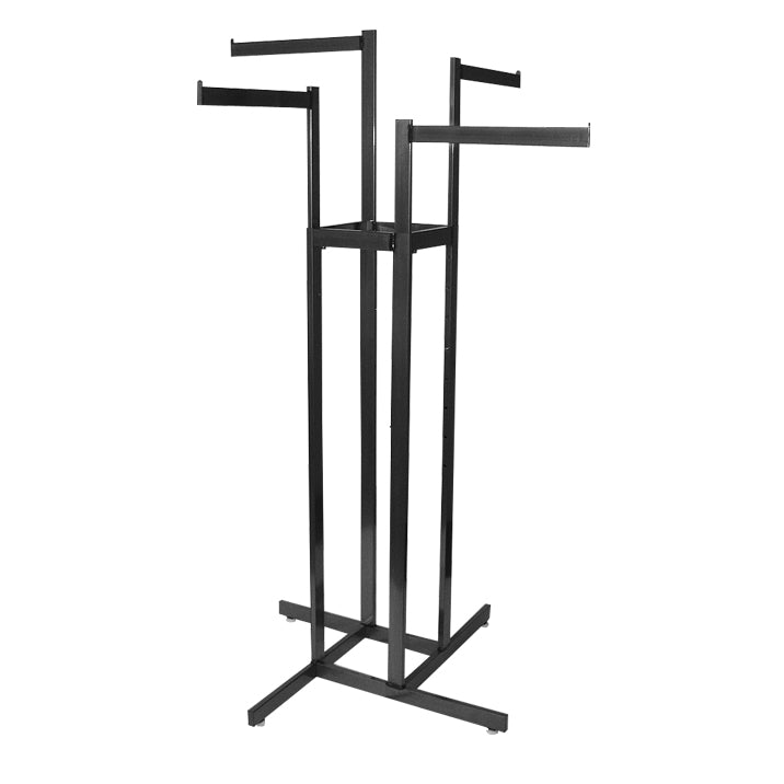 4 Way Adjustable Clothing Rack With 4 Straight Arms - Chrome/Black @1PC Per Carton