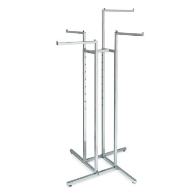 4 Way Adjustable Clothing Rack With 4 Straight Arms - Chrome/Black @1PC Per Carton