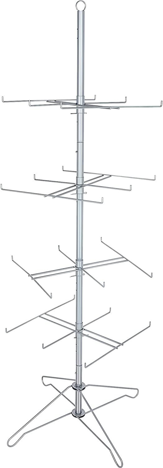 63 1/2"H  x 24'' 1/2 Dia Base 4 Tier Wire Spinner Rack - Chrome @1 PCS Per Carton