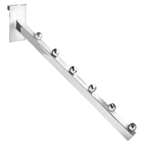 16'' L Waterfall Faceout Square Tube with 6 Balls For Gridwall Slatwall And Slat Grid Panels - White/Black/Chrome @25 PCS Per Carton
