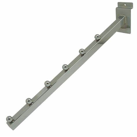 16'' L Waterfall Faceout Square Tube with 6 Balls For Gridwall Slatwall And Slat Grid Panels - White/Black/Chrome @25 PCS Per Carton