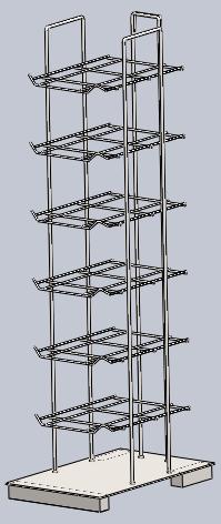 38" H × 10" W × 15 1/2" D 6 Tier Counter Top Cap Tower Rack - Black @1PC Per Carton
