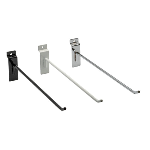 2'' to 12'' Deluxe Slatwall Hook Peg Hook- White/Black/Chrome @ 100 PCS Per Carton