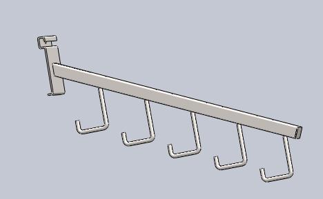 16'' L Waterfall With 5J Hook For Slatwall Gridwall and Slat Grid Panels- Black/White/Chrome @25 PCS Per Carton