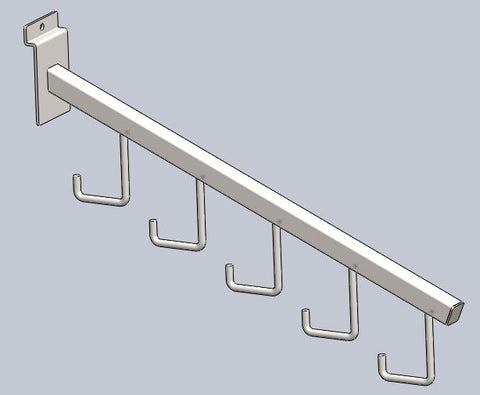 16'' L Waterfall With 5J Hook For Slatwall Gridwall and Slat Grid Panels- Black/White/Chrome @25 PCS Per Carton