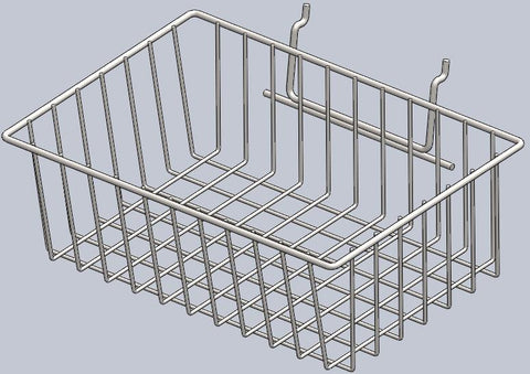 12" L x  8 " W x  4"H  Wire Basket For Gridwall Slatwall Wire Grid Panels Pegboard And Gondola Shelving- White/Black @5 PCS Per Carton