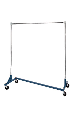 63'' W x 24'' D x 66'' H Super Heavy Duty Single Rail Rolling Z Truck Clothing Rack - Blue @ 1 PC Per Carton"