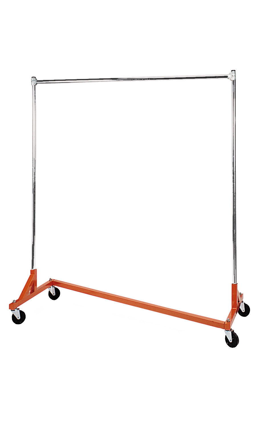 Special Offer 63'' L x 24'' W x 66''H Heavy-Duty Single Rail Rolling Z Truck Clothing Rack - Orange/Black @1 PC Per Carton