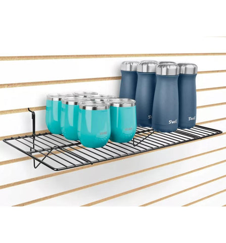 24" L × 12" W Wire Shoes Shelf For Gridwall,Slatwall And Pegboard - Black/White @10 PCS Per Carton
